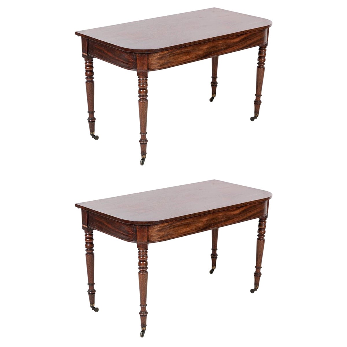 Pair of Georgian Mahogany D End Tables For Sale