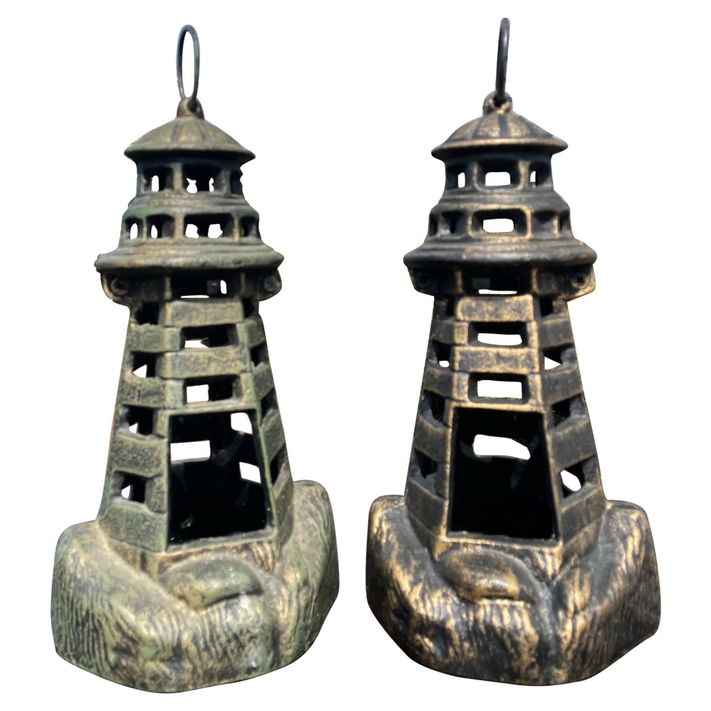 A Pair Of Nautical Light House Lighting Lanterns For Sale