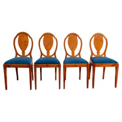 Vintage Swedish Golden Burl Birch Dining Chairs, Set of Four