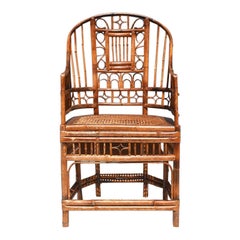 Chinoiserie English Bamboo Cane Arm Chair in the Manner of Brighton Pavilion