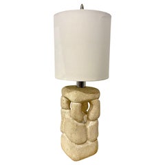 French Carved Limestone Table Lamp by Atelier A