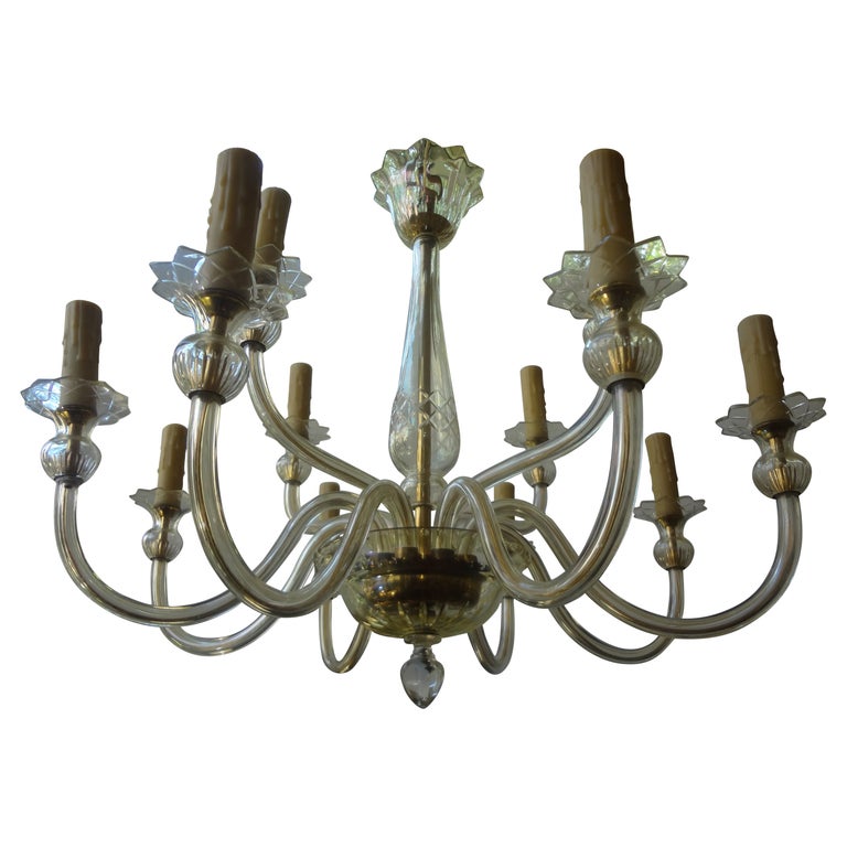Murano Glass Two Tiered Chandelier by Seguso For Sale