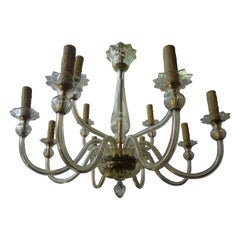 Lustre à deux étages en verre de Murano par Seguso
