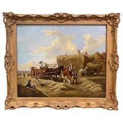 19th Century English Pastoral Oil on Canvas Painting Signed W. Hodges 1876