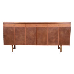 Paul McCobb Irwin Collection Mahogany, Leather, and Brass Credenza, 1950s