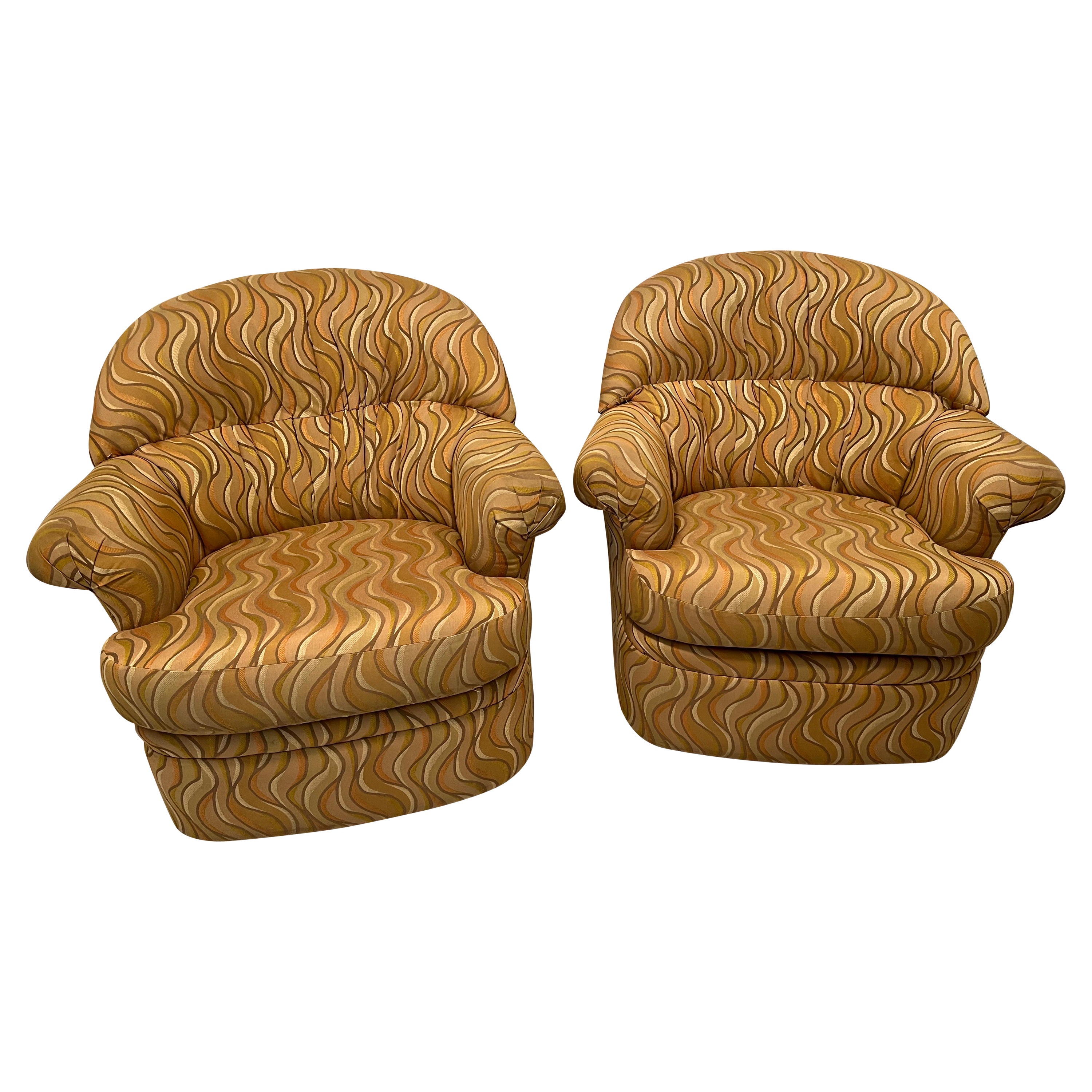 Pair of Post Modern Swivel Club Chairs