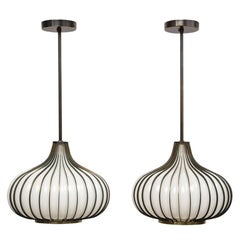 Onion Pendant Lamps, Bronze, Glass, Light Craft of California