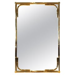 Vintage Faux Bamboo Gilt Metal Mirror, Italy, 1970s