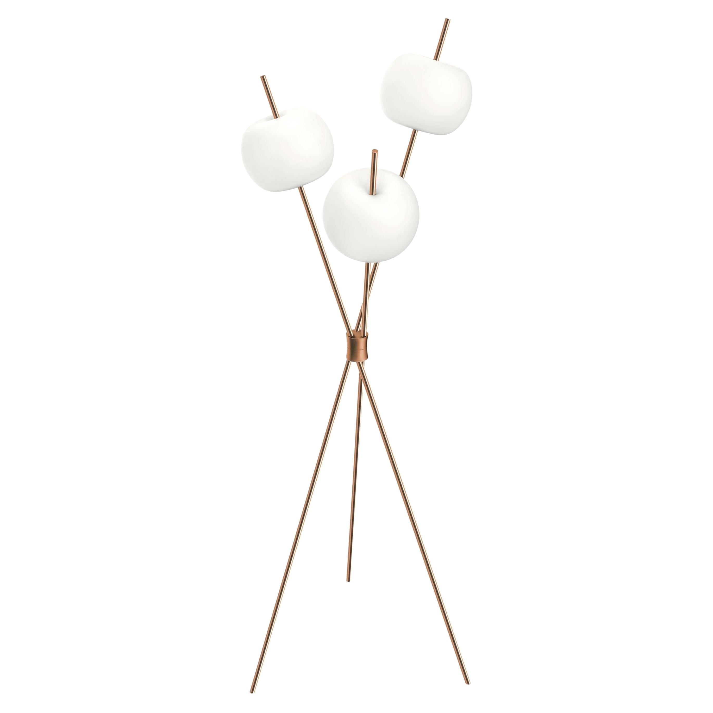 'Kushi' Opaline Glass and Copper Three-Stemmed Floor Lamp for KDLN