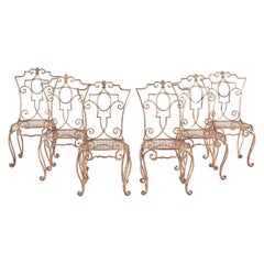 Jean-Charles Moreux Gilt Iron Chairs, Set of 6