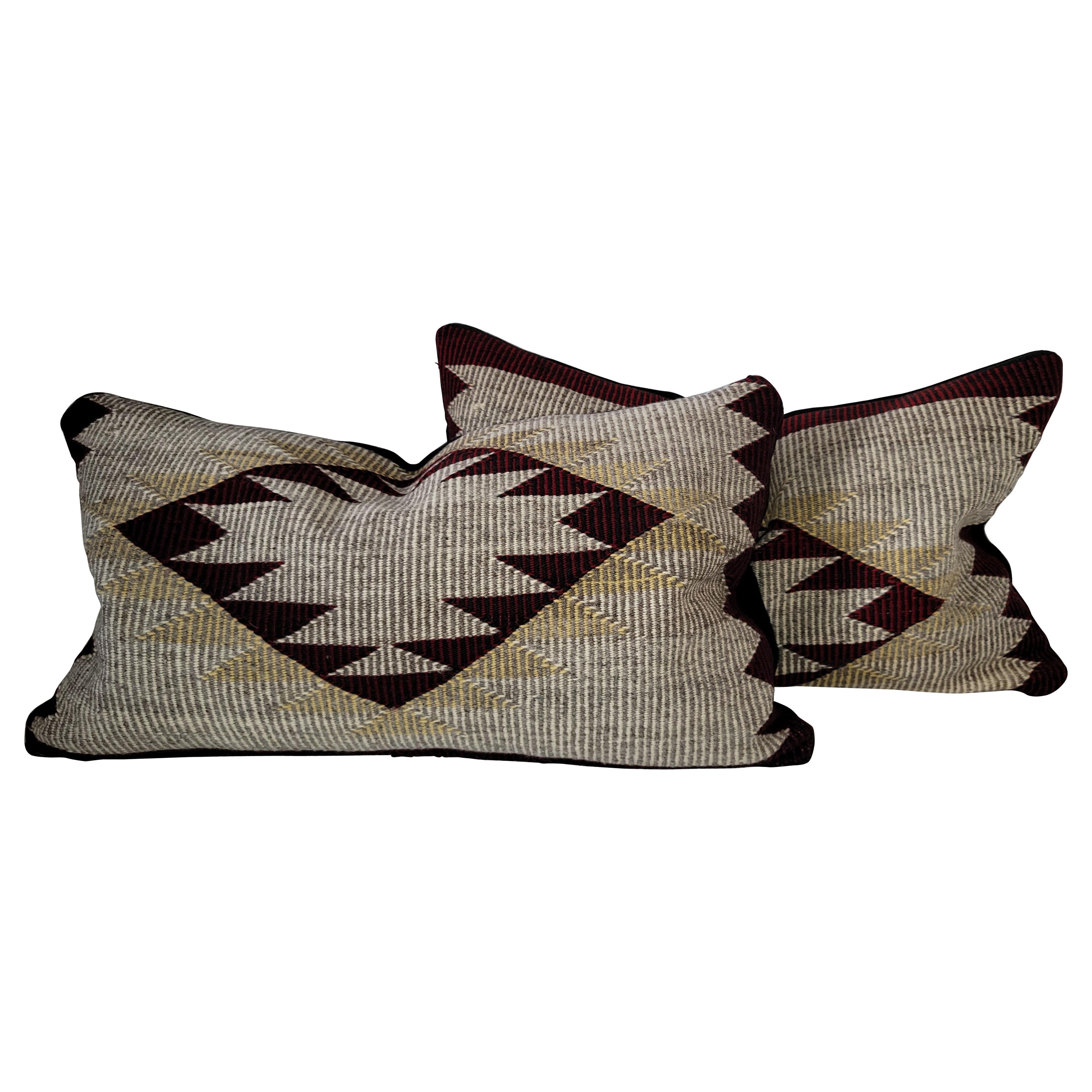 Pair of Early 20th C Navajo Eye Dazzler Pillows For Sale