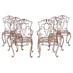 Set of 6 Jean-Charles Moreux French Iron Chairs