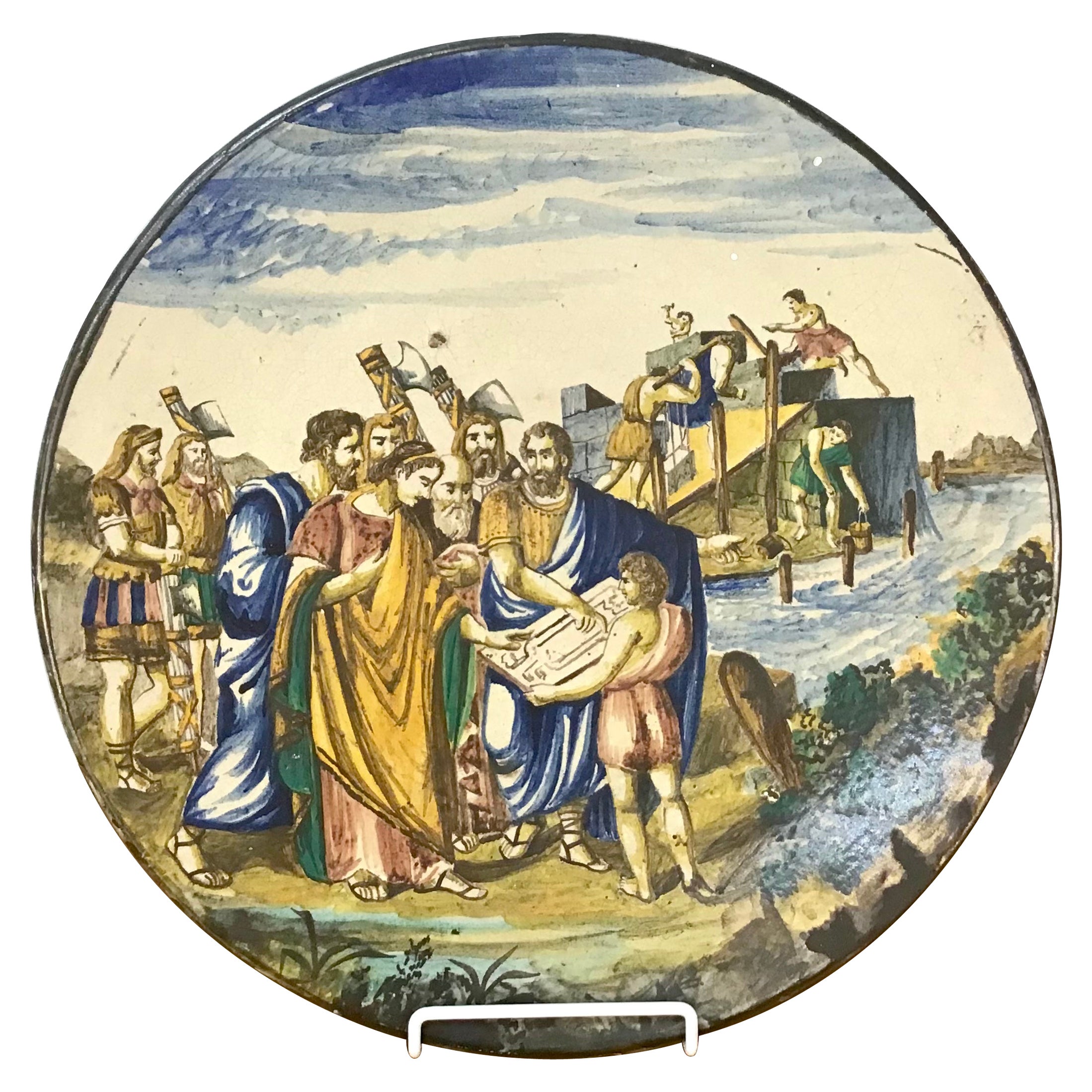 Grand chargeur en majolique italienne, vers le 18ème siècle en vente