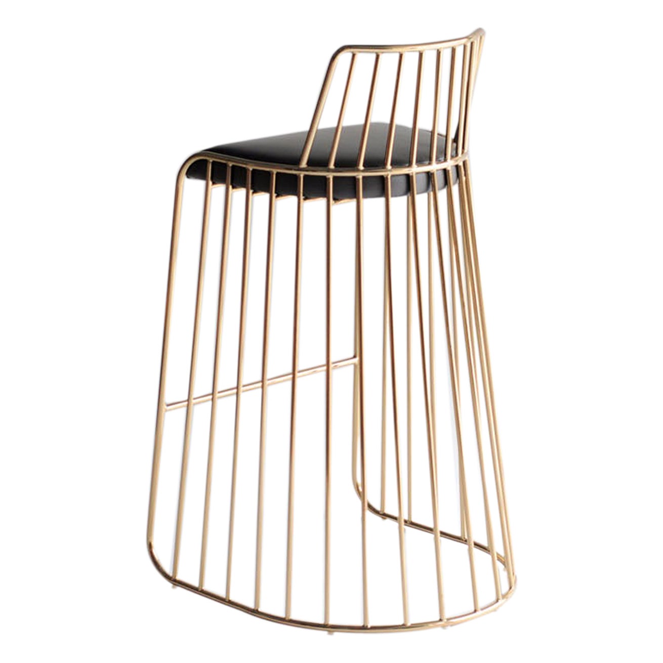 Bride's Veil Bar Stool with Back by Phase Design, Smoked Brass