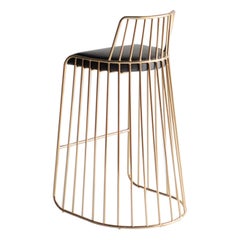 Bride's Veil Bar Stool with Back by Phase Design, Smoked Brass