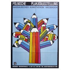 1980s German Polish Poster Exhibition Poster Pencil Pop Art Design
