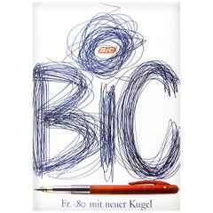 1960s Bic Pens Poster by Ruedi Külling Pop Art Illustration Advertising