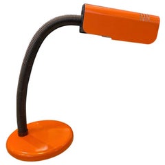 Retro 1970s Targetti Space Age Orange and Black Italian Table Lamp