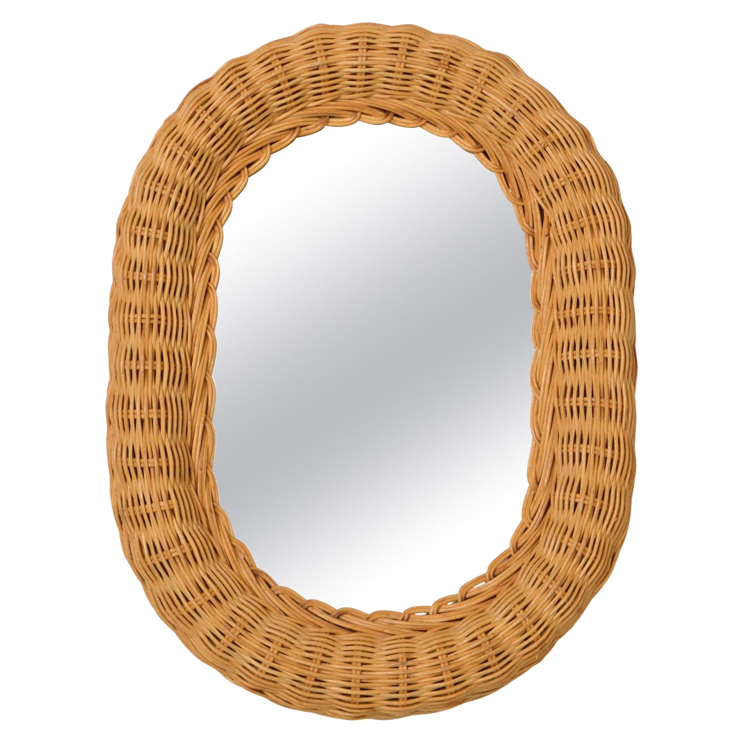 Small Rattan Wall Mirror, Sweden, 1960s For Sale