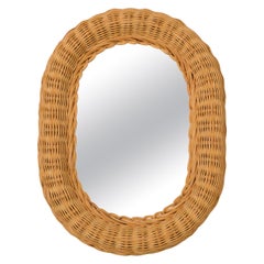 Small Rattan Wall Mirror, Sweden, 1960s