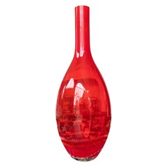 1980s Red Murano Vase with Tall Neck