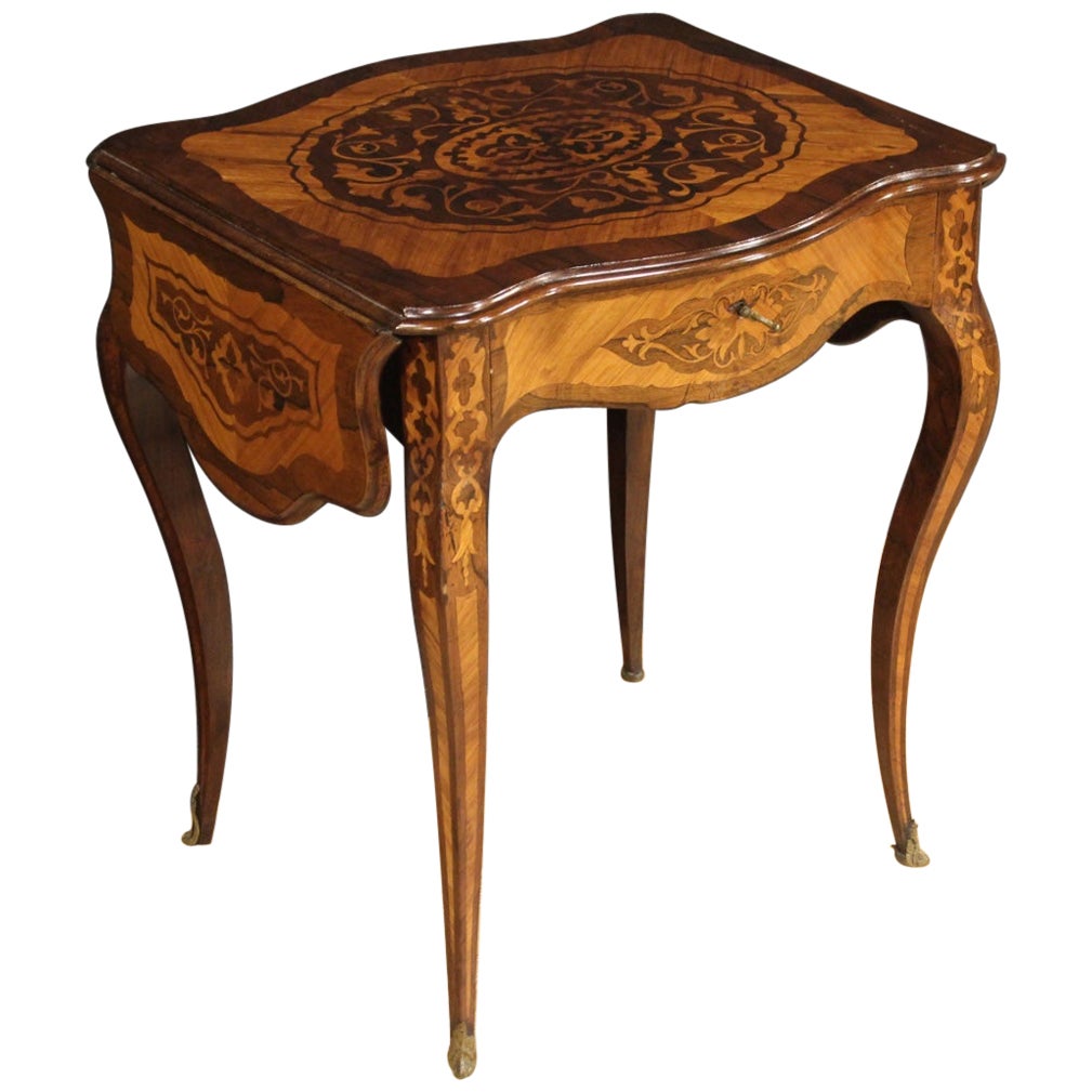 20th Century Inlaid Wood French Louis XV Style Side Table, 1950