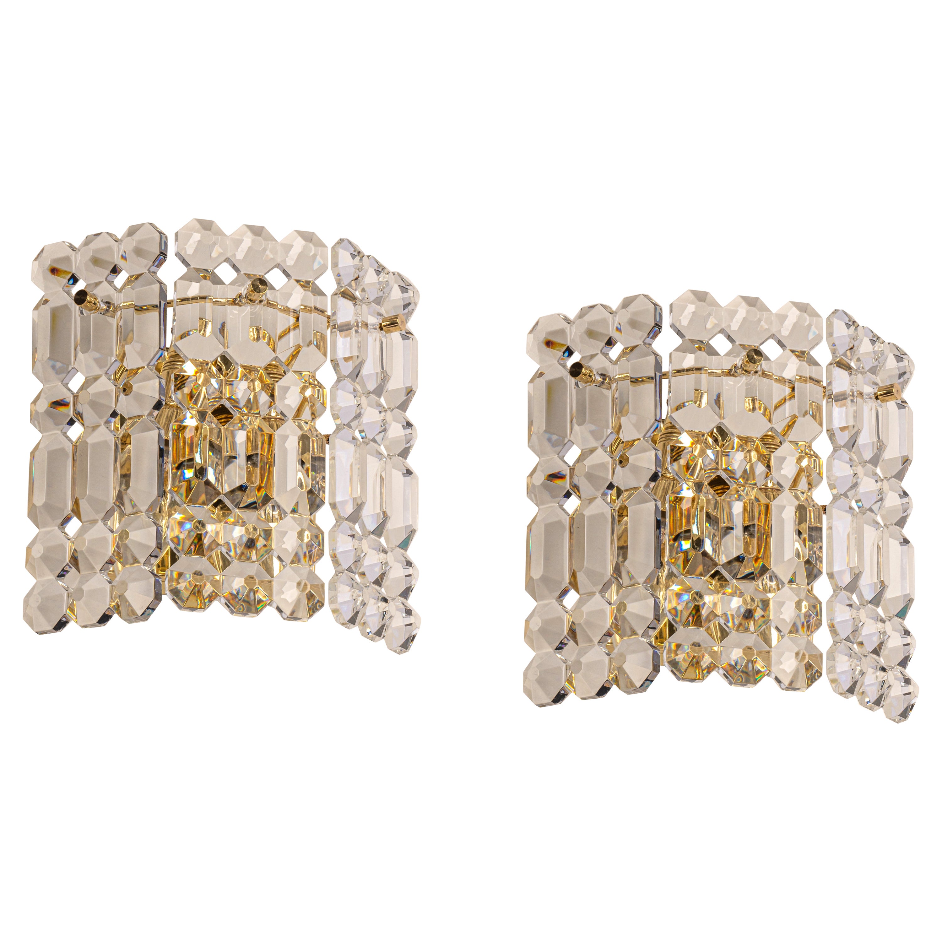 Stunning Pair of Crystal Sconces by Kinkeldey, Germany, 1970s For Sale
