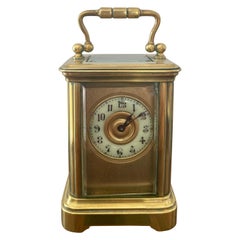 Charming Antique Lacquered Brass Cased Carriage Clock