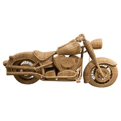 1980s Wicker Life-Size Handmade Motorbike