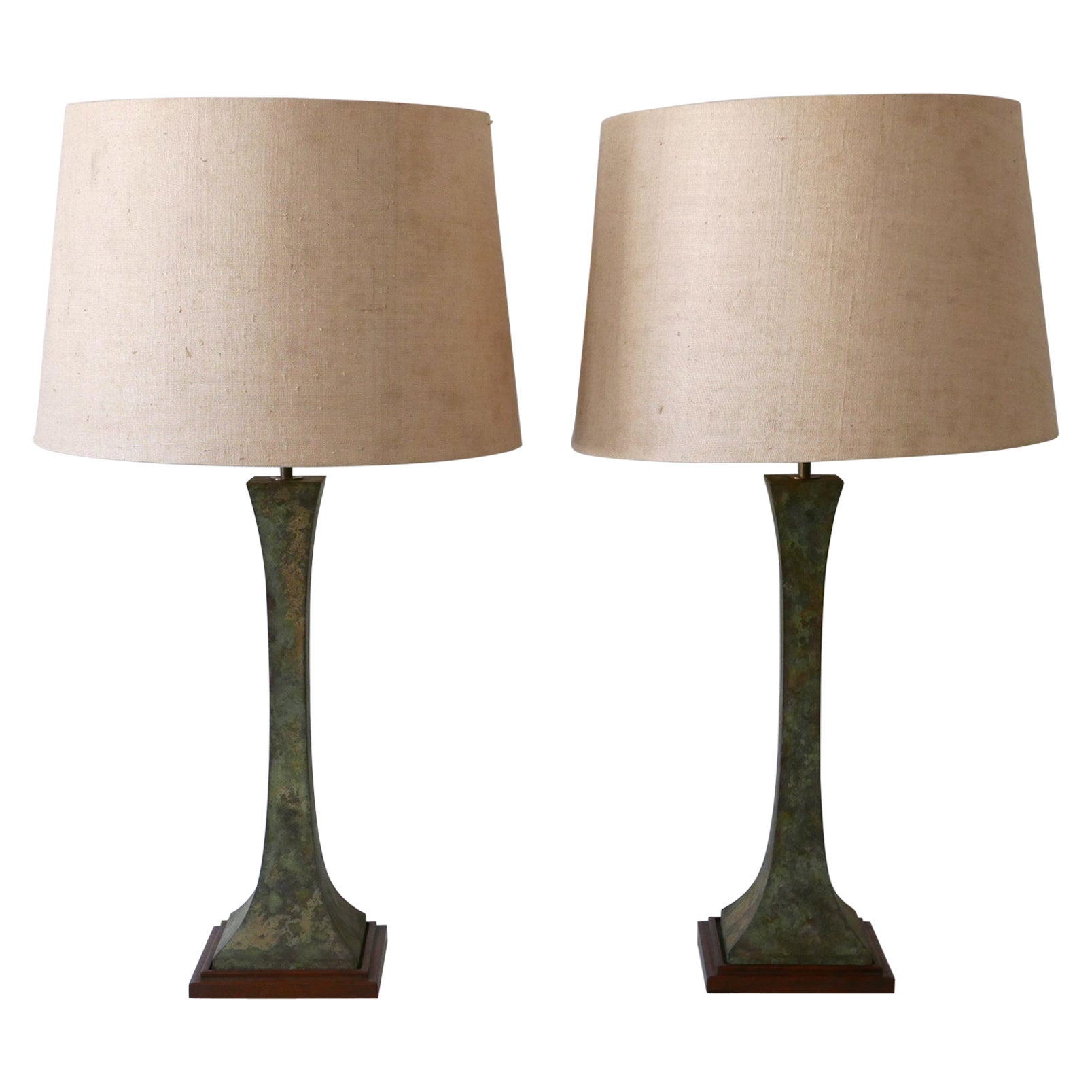 Set of Two Verdigris Table Lamps by Stewart Ross James for Hansen Lighting 1960s
