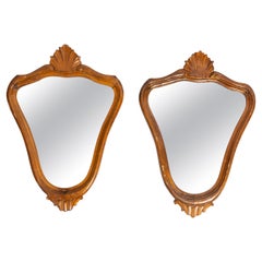 Pair of Mid Century Decorative Vintage Mirrors in Gold Frame, Italy, 1960s