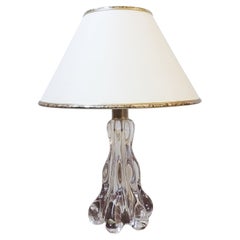 Mid-Century Crystal Glass Table Lamp by Art Vannes, France, 1960