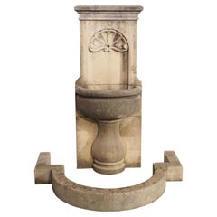 Carved Limestone Wall Fountain with Surround from Veneto, Italy