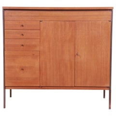 Vintage Paul McCobb Connoisseur Collection Mahogany and Brass Lift Top Bar Cabinet