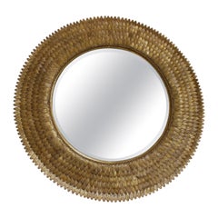 Hollywood Regency Style Gold Patinated Wall Mirror