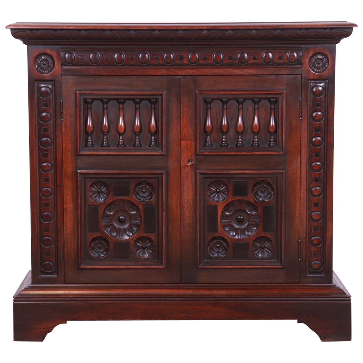 Kittinger Spanish Baroque Carved Walnut Server or Bar Cabinet, Circa 1920s For Sale
