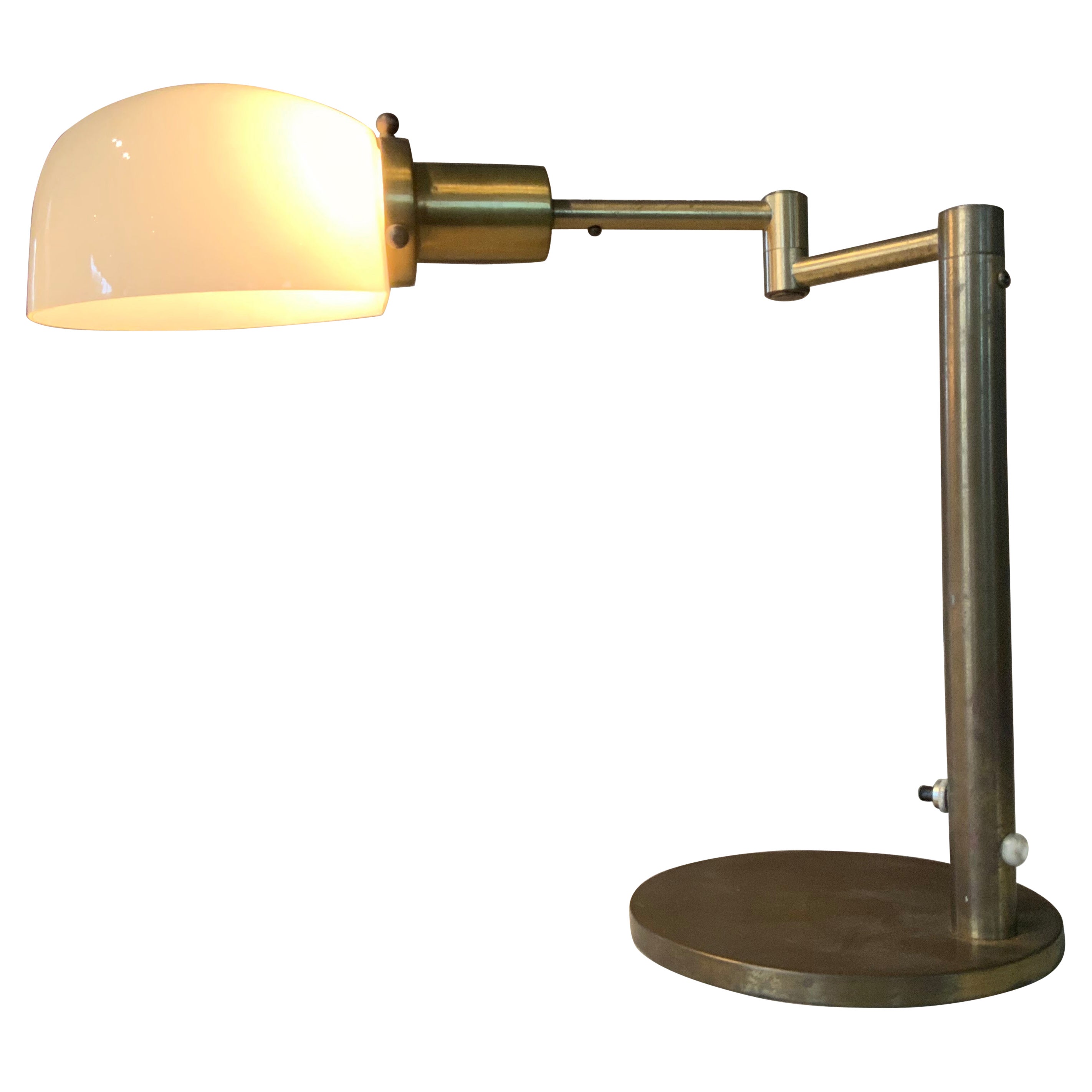 1950's Brass & Glass Adjustable Desk Lamp by Nessen