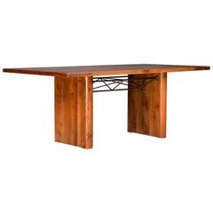 Walnut Dining Room Table by Giuseppe Rivadossi for Officina Rivadossi, 1970s