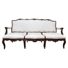 French 18th Century Regence Carved Walnut Canape Sofa