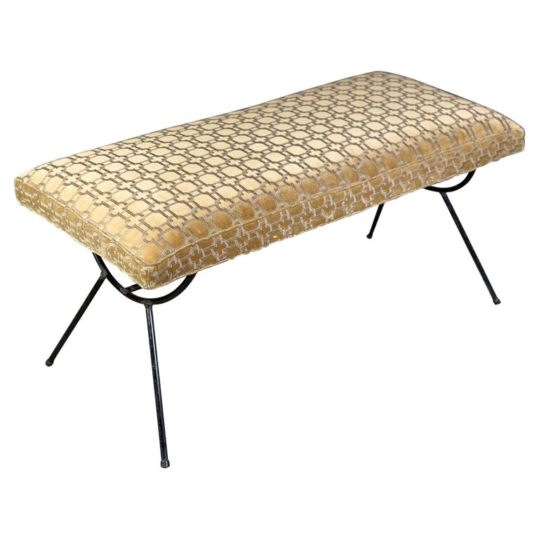 Mid-Century Modern Upholstered Iron Bench by Frank and Sons For Sale at ...