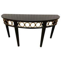 Bamboo & Slate Top Demi Lune Console by Mc Guire