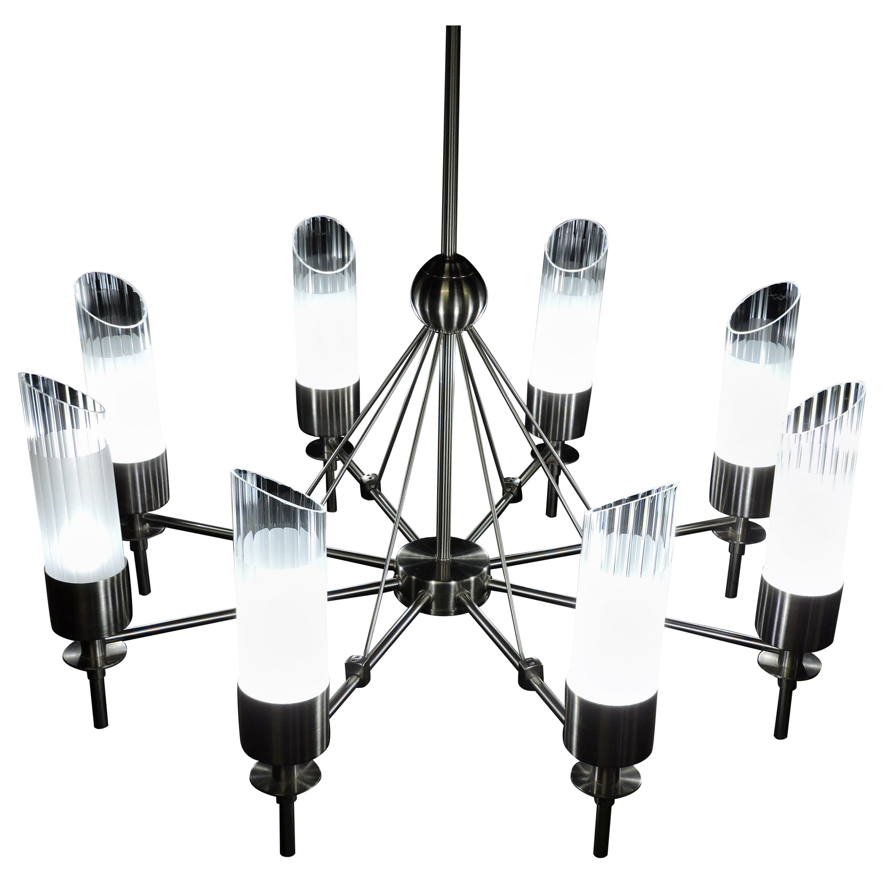 Large 8 Light Post Modern Luminaire Chandelier For Sale