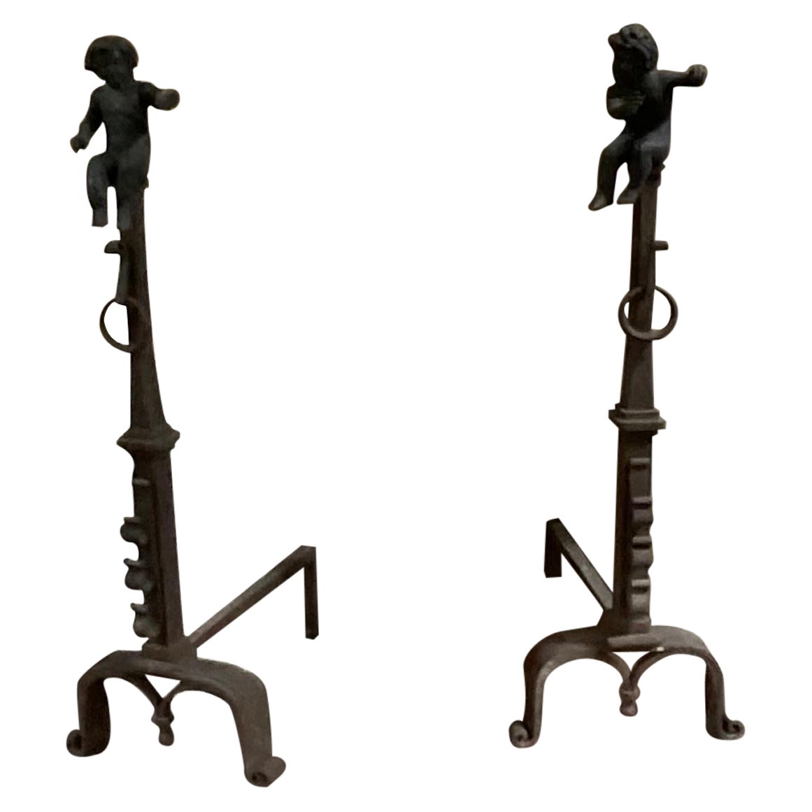 Late 18th Century Set of Antique Andirons For Sale