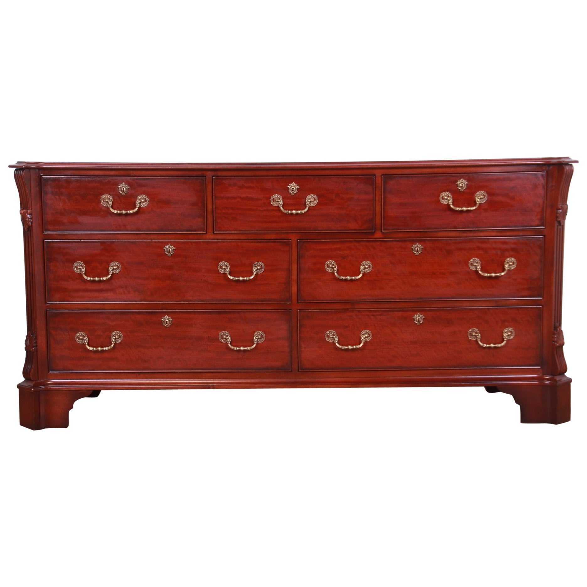 Henredon Georgian Carved Mahogany Dresser or Credenza For Sale