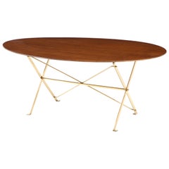 Walnut and Brass Dining Table by Luiggi Caccia Dominion for Azucena