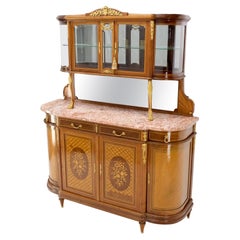 Kommode im Louis-XVI-Stil mit Bronze-Goldbronze-Montierung und Vitrine-Buffet Sideboard Intarsien