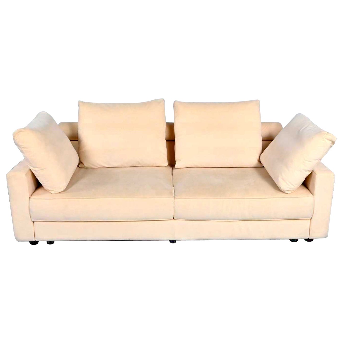 Vintage Roche Bobois Post-Modern Off-White Ultra Suede Sofa  For Sale