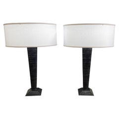 Pair of Brutalist Iron Lamps Morrison Custom Lighting