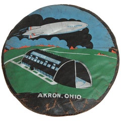 Vintage Machine Age Art Deco U.S.S. Akron Goodyear Zeppelin Cushion Price Reduced