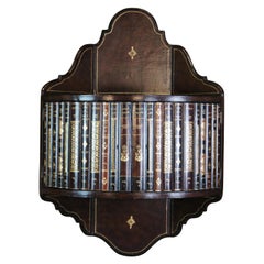 Maitland Smith Tooled Leather Library Books Hanging Corner Shelf Cabinet